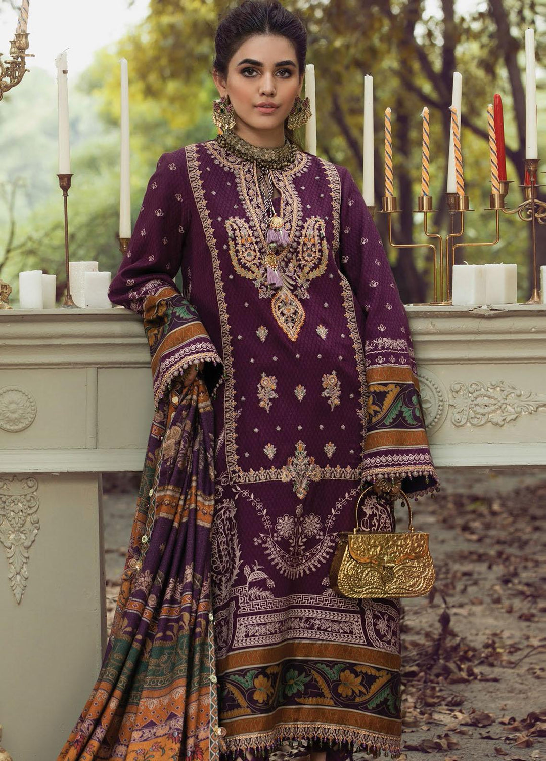Anaya By Kiran Chaudhry Embroidered Dobby Linen Suits Unstitched 3 Piece AKC21VP VLP21-04 MAHTAB - Winter Collection