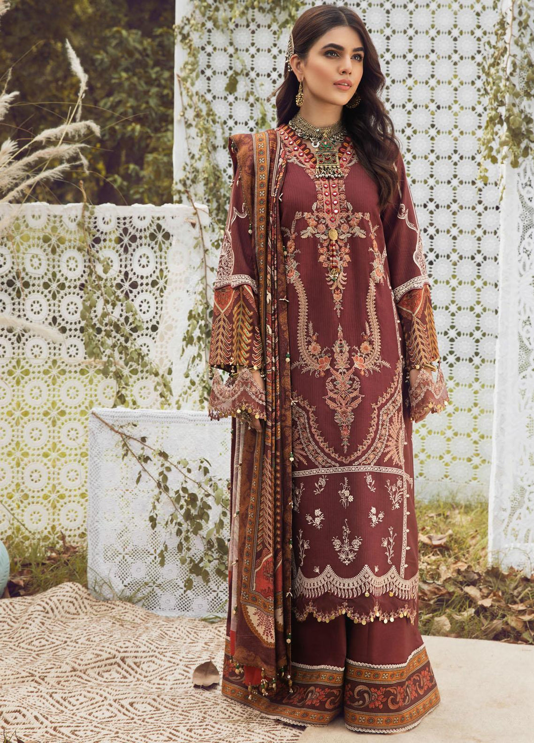 Anaya By Kiran Chaudhry Embroidered Dobby Linen Suits Unstitched 3 Piece AKC21VP VLP21-05 DELARA - Winter Collection