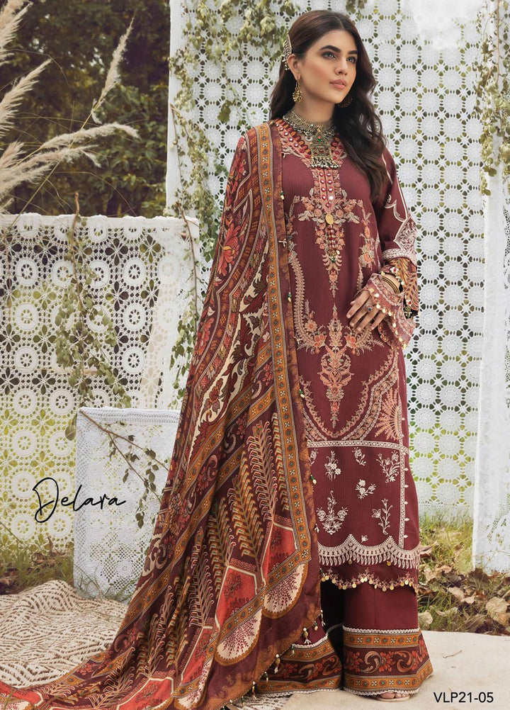 Anaya By Kiran Chaudhry Embroidered Dobby Linen Suits Unstitched 3 Piece AKC21VP VLP21-05 DELARA - Winter Collection