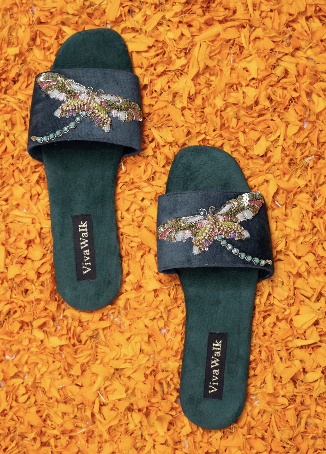 VivaWalk Festive Style Flats Rangreza - Green