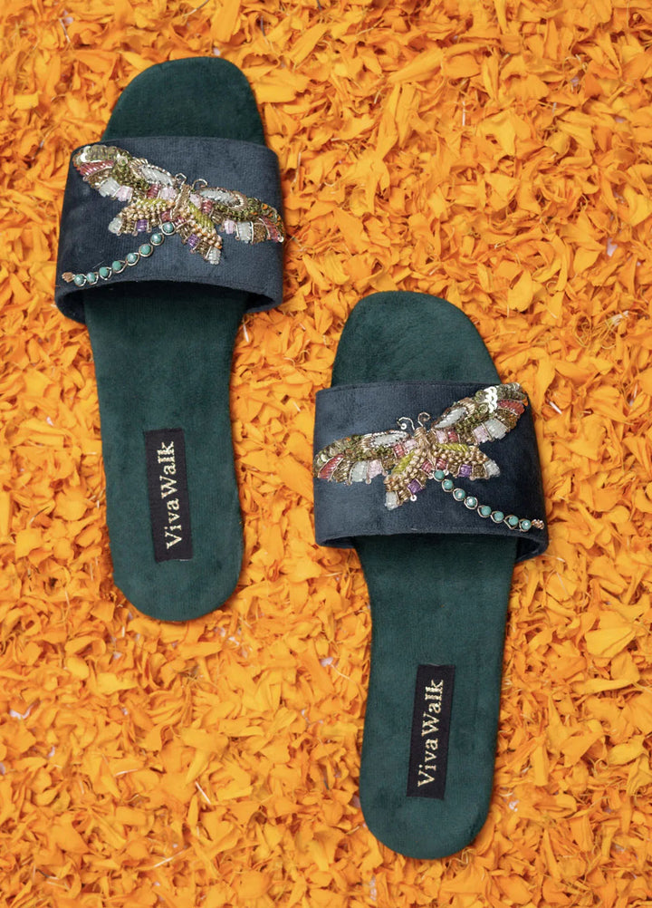 VivaWalk Festive Style Flats Rangreza - Green