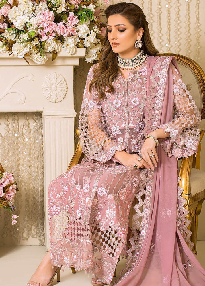 Vive La Fete By Imrozia Embroidered Chiffon Suits Unstitched 3 Piece IMP22VF L-251 Periwinkle - Premium Collection