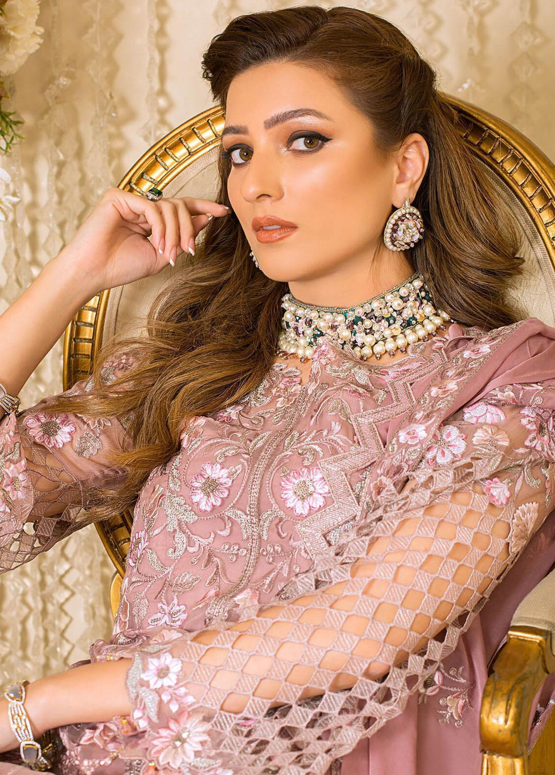 Vive La Fete By Imrozia Embroidered Chiffon Suits Unstitched 3 Piece IMP22VF L-251 Periwinkle - Premium Collection