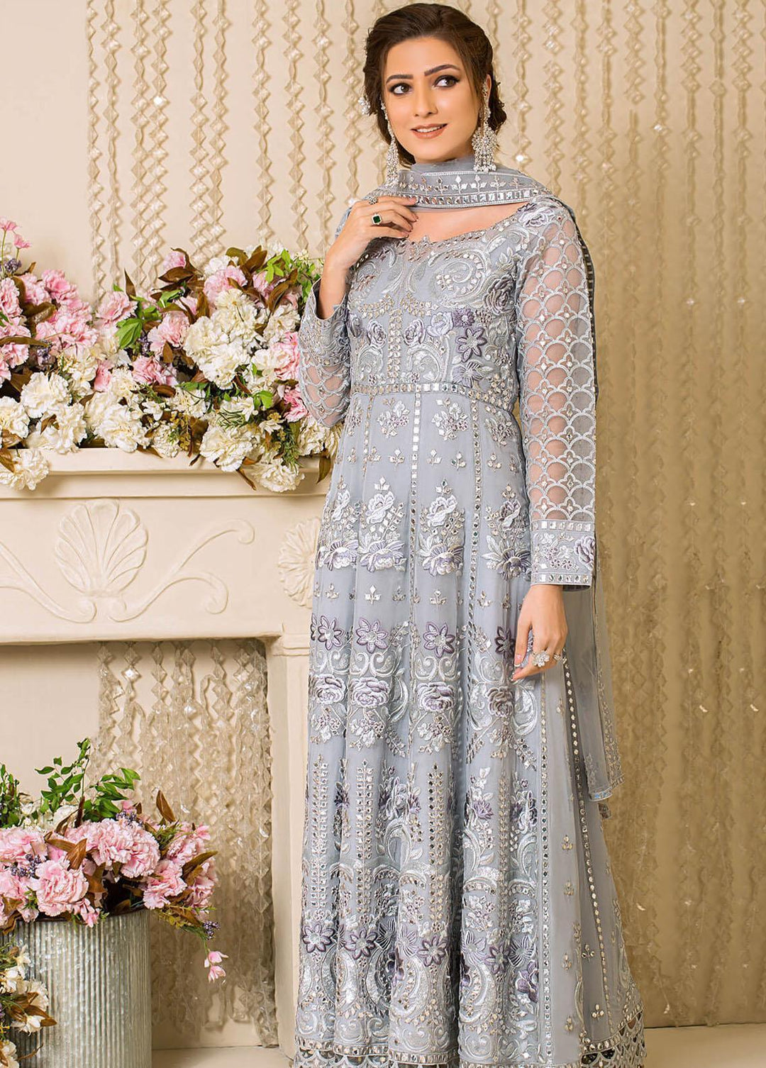 Vive La Fete By Imrozia Embroidered Net Suits Unstitched 3 Piece IMP22VF L-254 Mystique - Premium Collection
