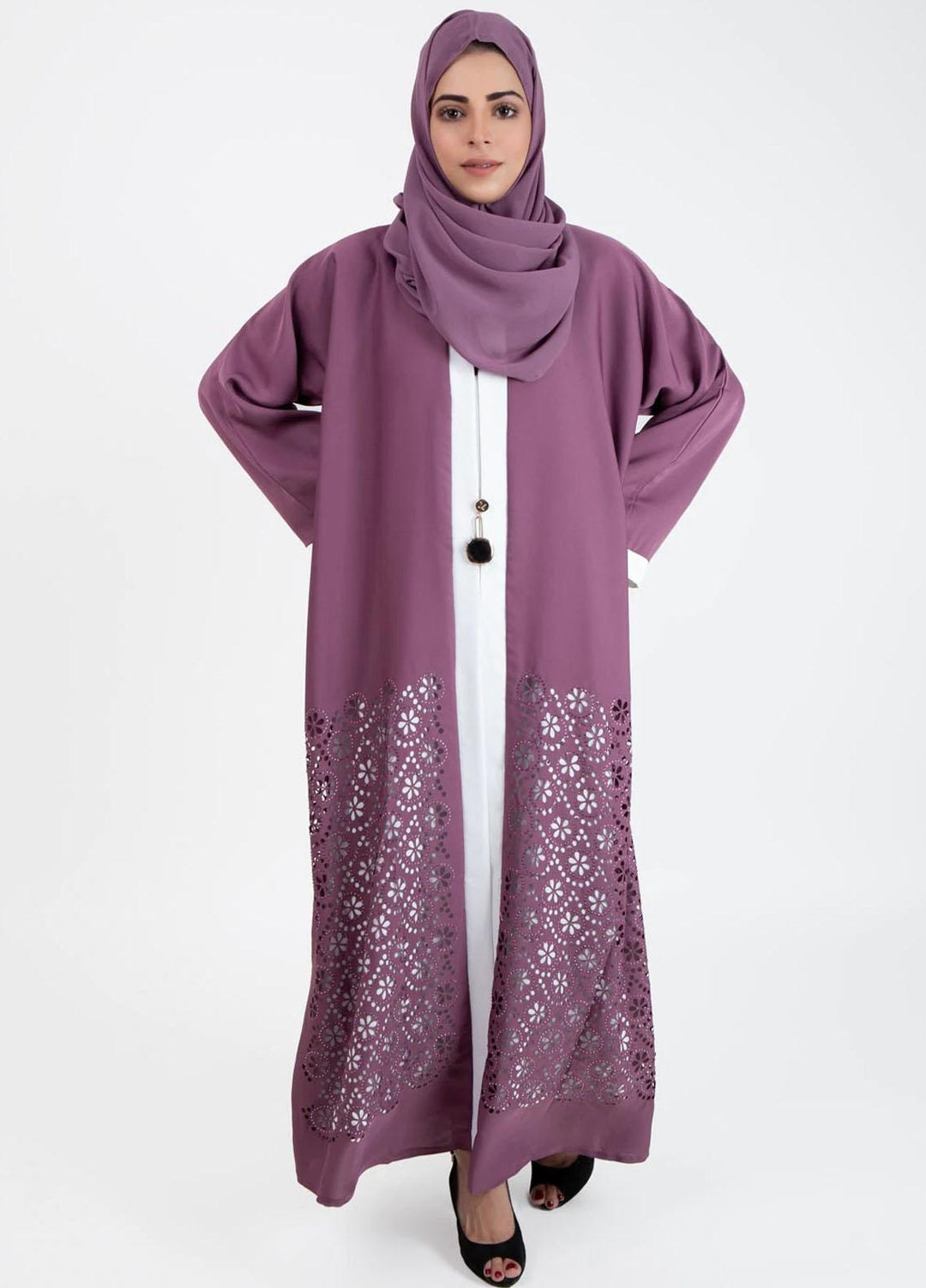 Abaya pk  Nida Pret Abaya ABA22VG MALBEC LASERCUT