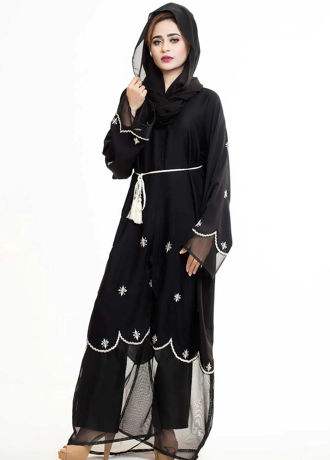 Abaya pk  Nida Pret Abaya ABA22VG MODERN EMBROIDERED NET