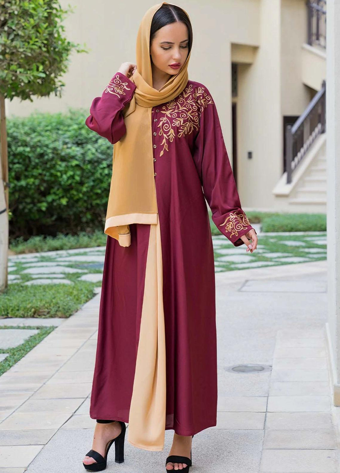 Abaya pk  Nida Pret Abaya ABA22VG GARDENIA MAROON