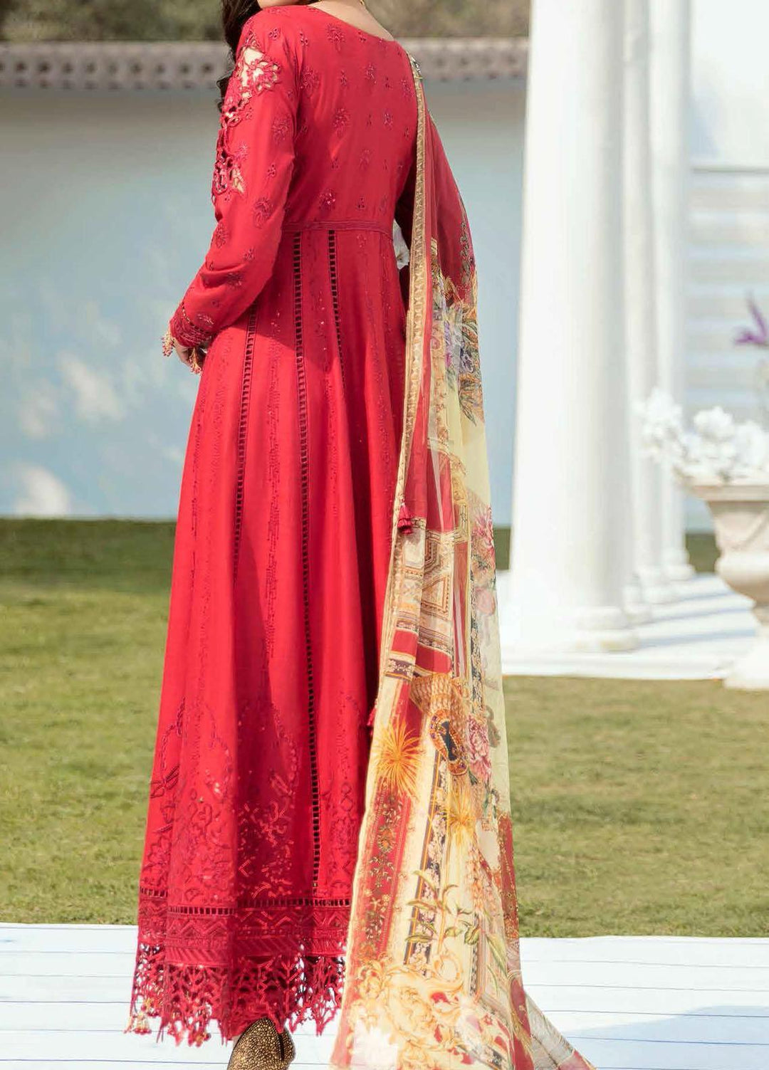 Vogue by Emaan Adeel Embroidered Lawn Suits Unstitched 3 Piece EA21VF 03 BOLD CORAL - Festive Collection