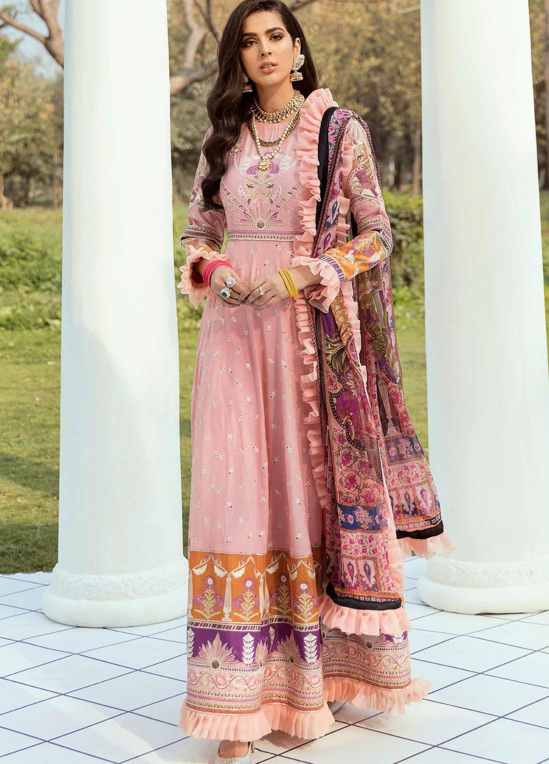 Vogue by Emaan Adeel Embroidered Lawn Suits Unstitched 3 Piece EA21VF 06 PLUSH PINK - Festive Collection