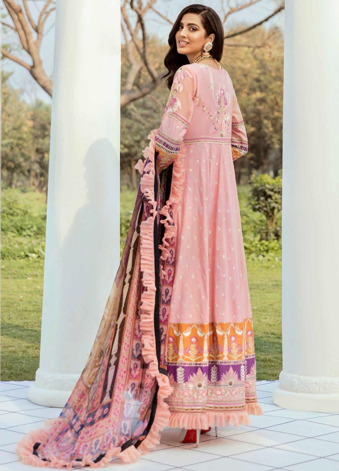 Vogue by Emaan Adeel Embroidered Lawn Suits Unstitched 3 Piece EA21VF 06 PLUSH PINK - Festive Collection
