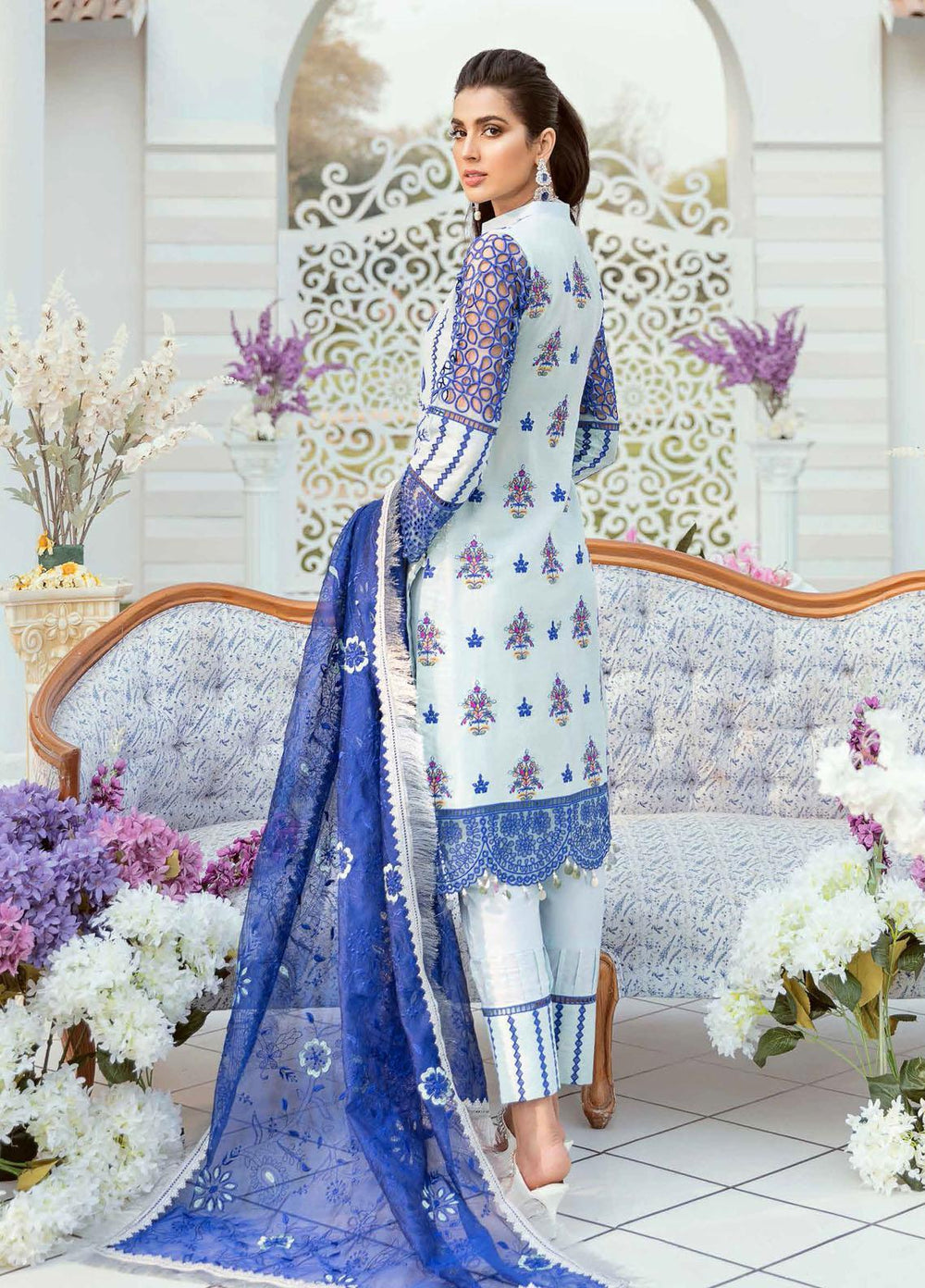 Vogue by Emaan Adeel Embroidered Lawn Suits Unstitched 3 Piece EA21VF 09 FROSTY GRACE - Festive Collection