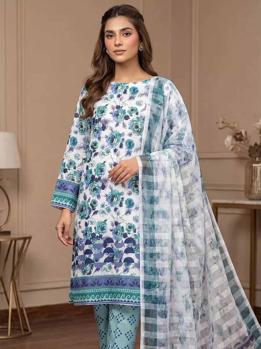 Salitex Unstitched Printed Lawn Silk 3 Piece Suit 3PC Unstitched Printed Silk Lawn Suit (SUNS7ASI356) - Casual Collection