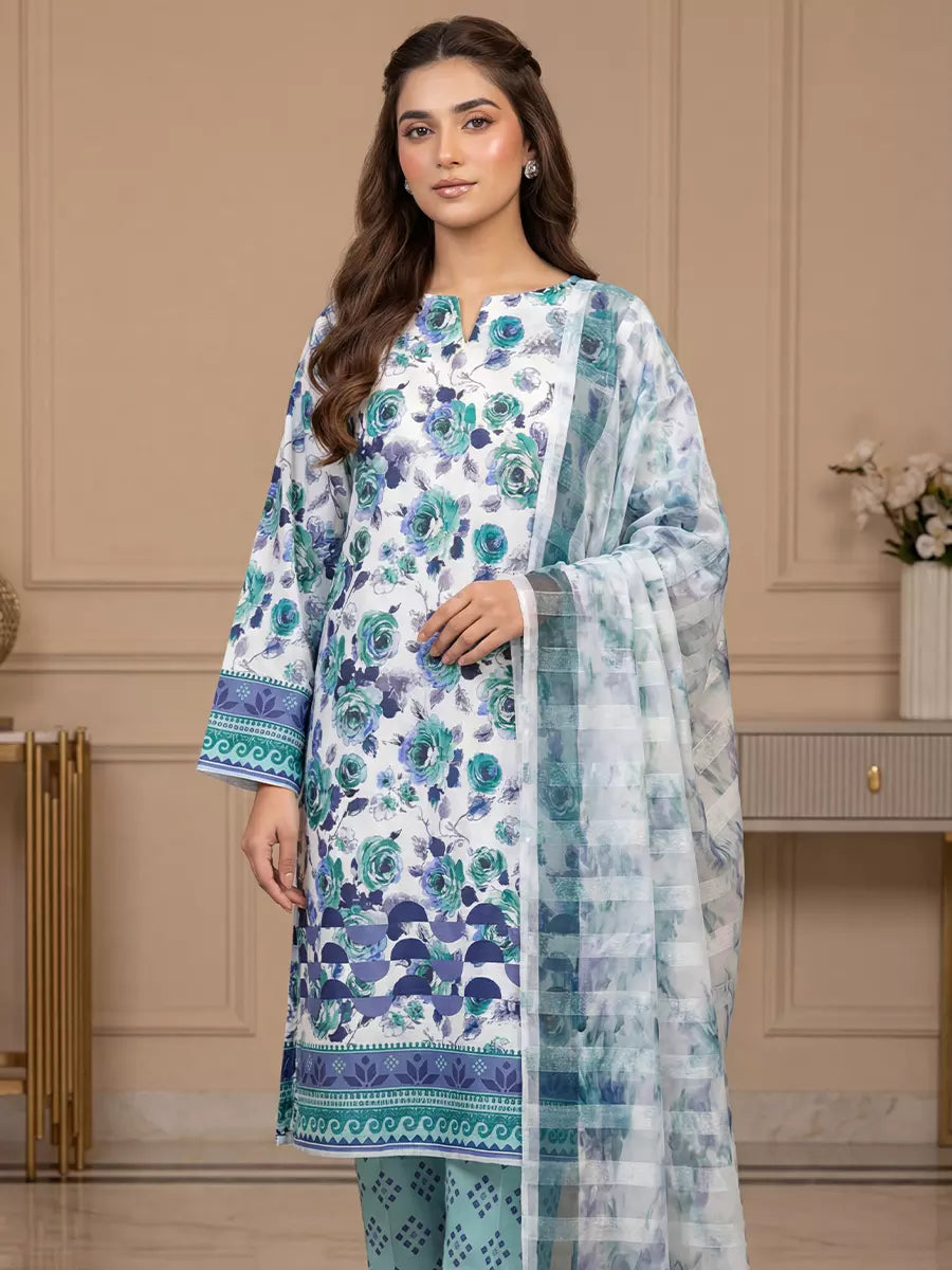 Salitex Unstitched Printed Lawn Silk 3 Piece Suit SUNS7ASI356 - Casual Collection