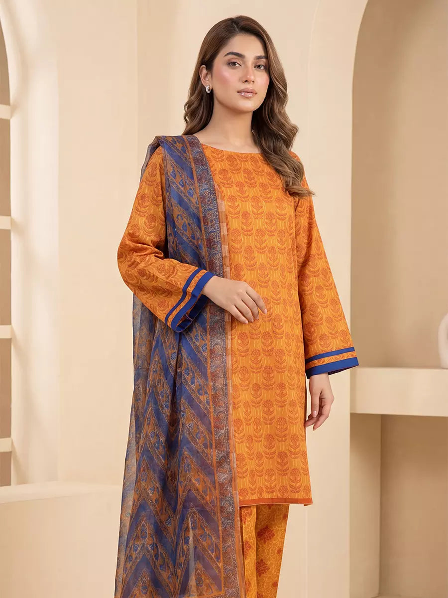 Salitex Unstitched Printed Lawn Silk 3 Piece Suit 3PC Unstitched Printed Silk Lawn Suit (SUNS7ASI354) - Casual Collection
