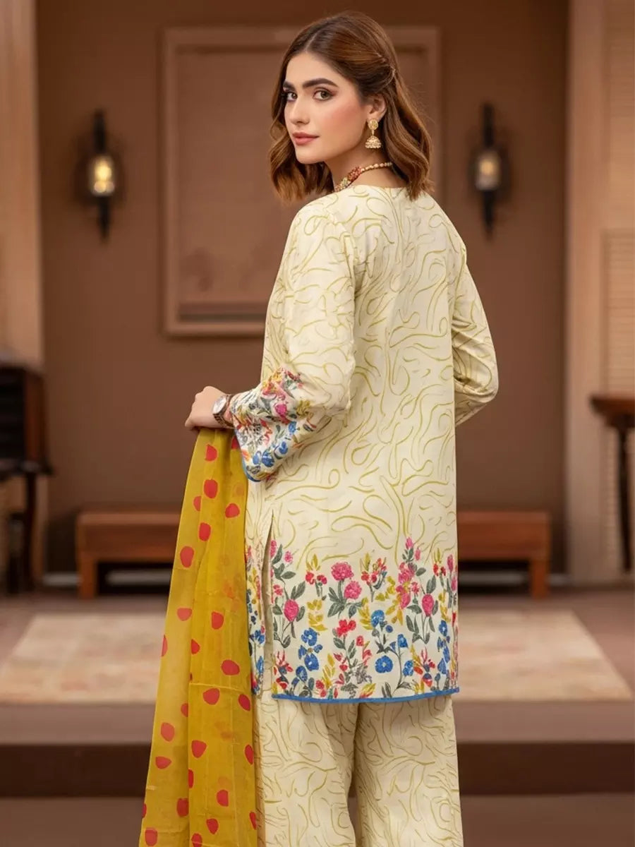 Salitex Unstitched Printed Lawn Silk 3 Piece Suit SUNS7ASI350 - Casual Collection