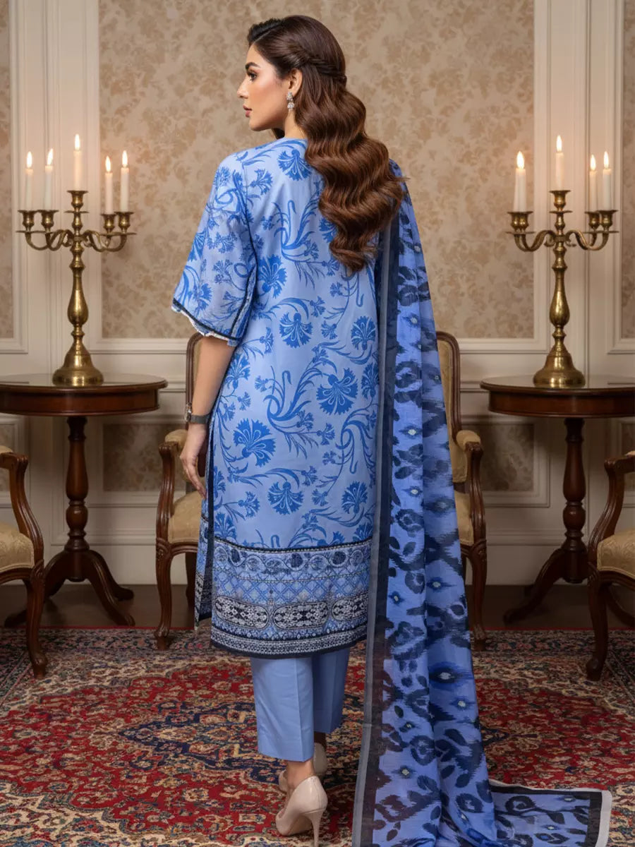 Salitex Unstitched Printed Lawn Silk 3 Piece Suit SUNS7ASI349 - Casual Collection