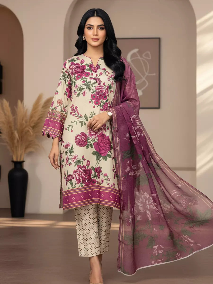 Salitex Unstitched Printed Lawn Silk 3 Piece Suit SUNS7ASI346 - Casual Collection