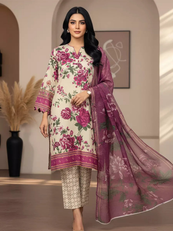 Salitex Unstitched Printed Lawn Silk 3 Piece Suit SUNS7ASI346 - Casual Collection