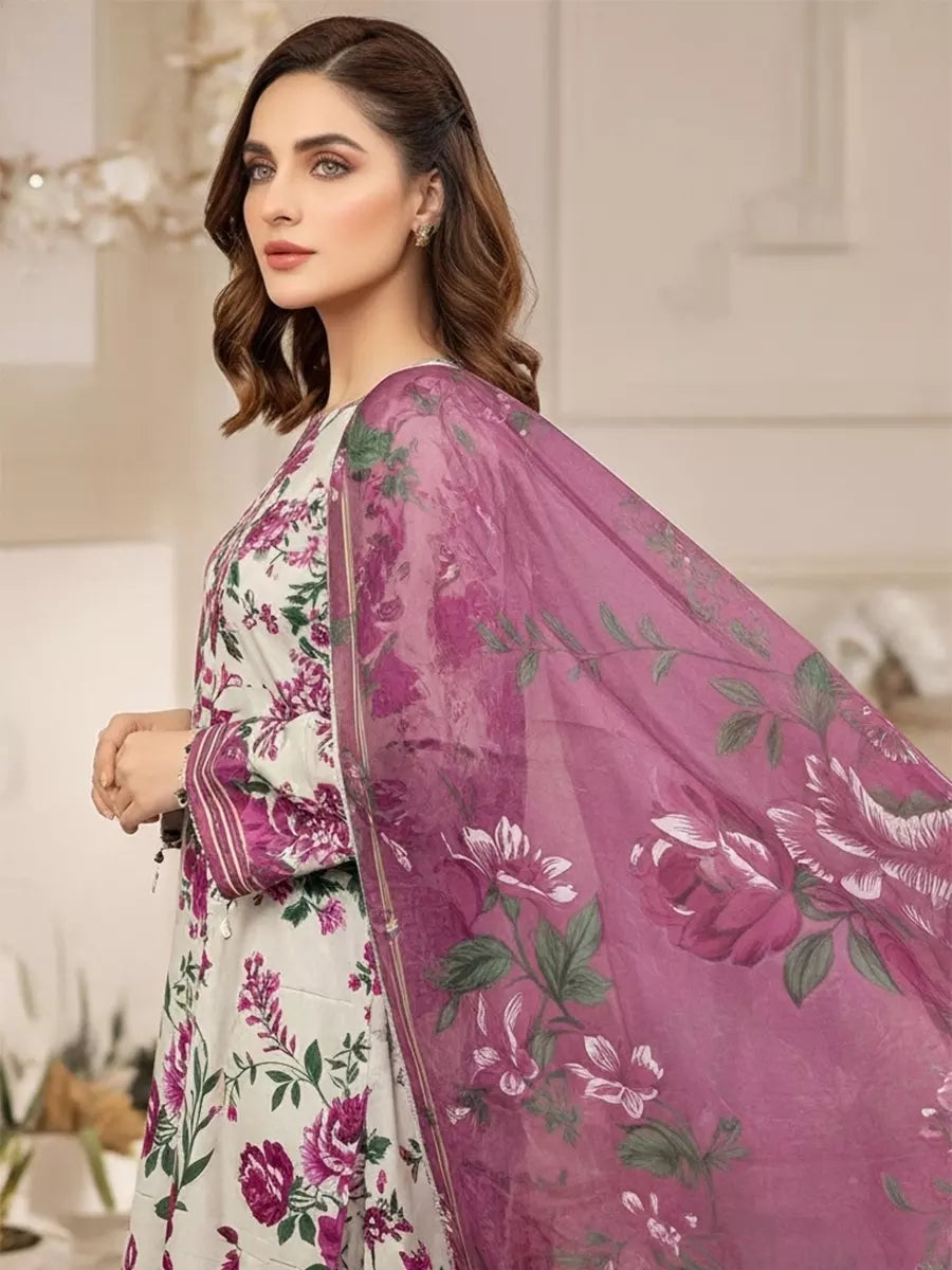 Salitex Unstitched Printed Lawn Silk 3 Piece Suit SUNS7ASI346 - Casual Collection