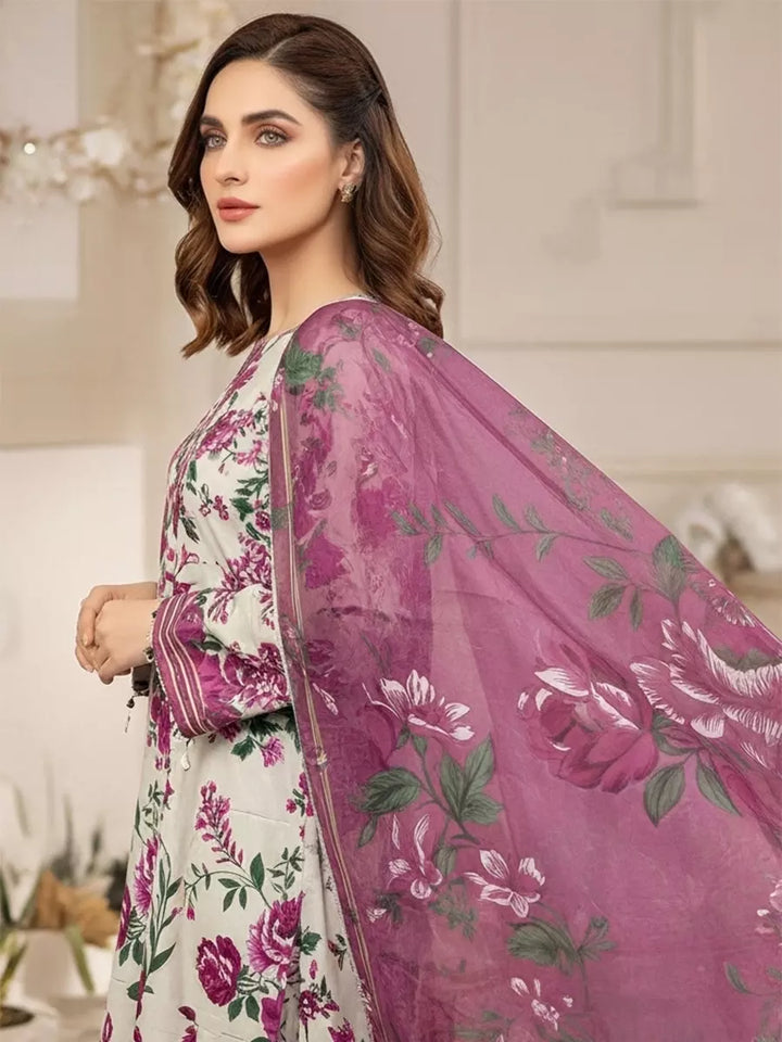 Salitex Unstitched Printed Lawn Silk 3 Piece Suit SUNS7ASI346 - Casual Collection