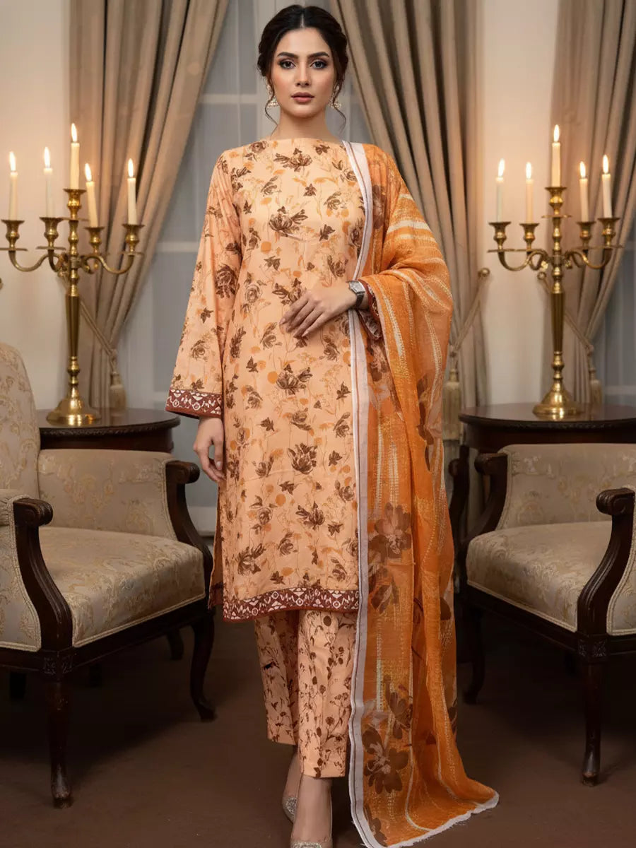 Salitex Unstitched Printed Lawn Silk 3 Piece Suit 3PC Unstitched Printed Silk Lawn Suit (SUNS7ASI345) - Casual Collection