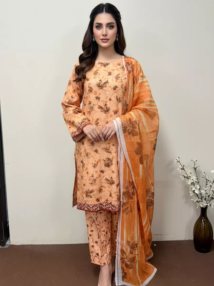Salitex Unstitched Printed Lawn Silk 3 Piece Suit SUNS7ASI345 - Casual Collection