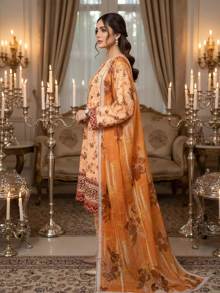 Salitex Unstitched Printed Lawn Silk 3 Piece Suit SUNS7ASI345 - Casual Collection