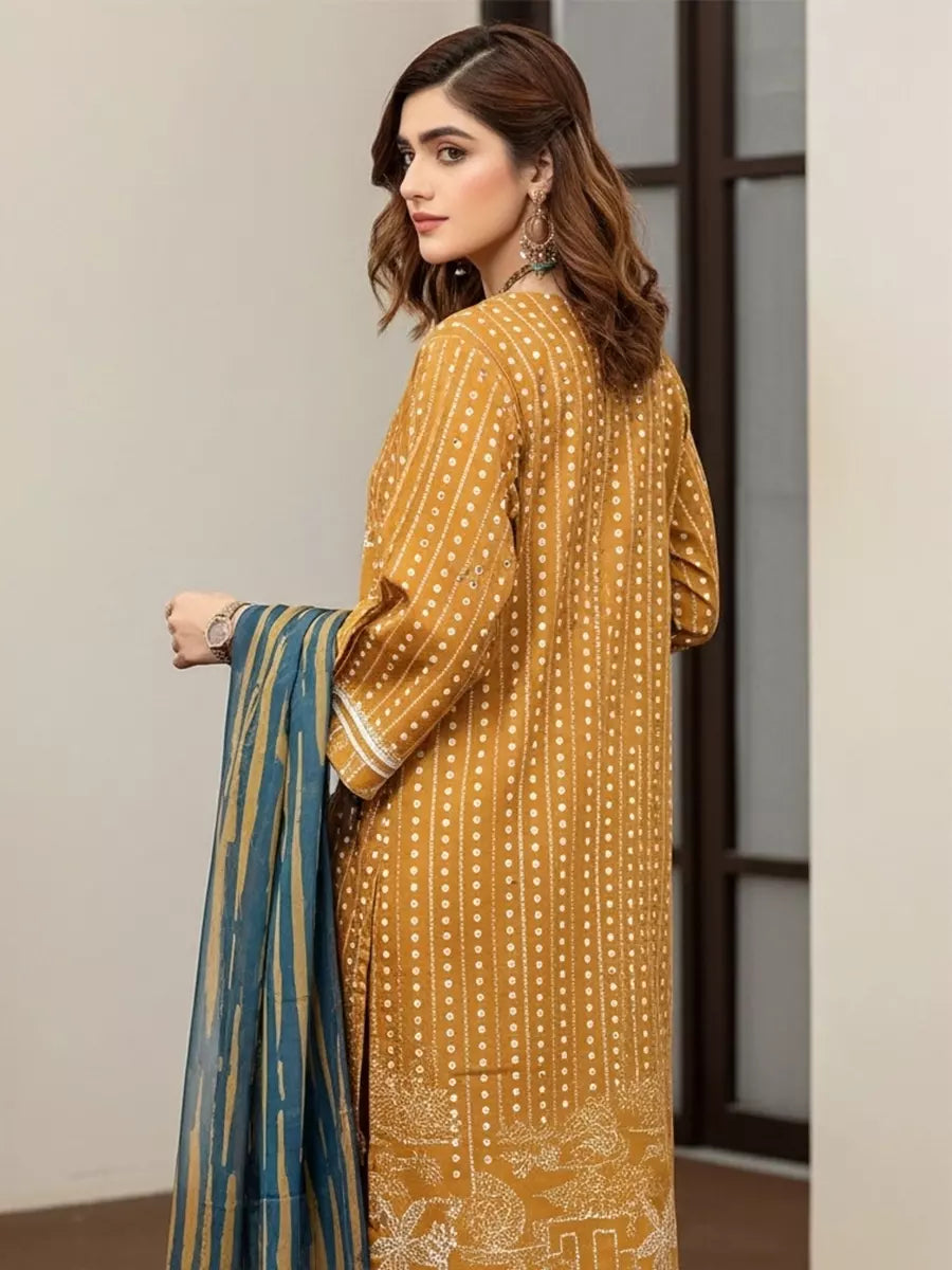 Salitex Unstitched Printed Lawn Silk 3 Piece Suit SUNS7ASI344 - Casual Collection
