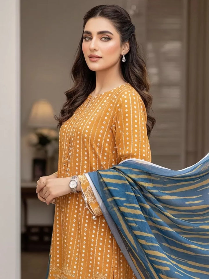 Salitex Unstitched Printed Lawn Silk 3 Piece Suit SUNS7ASI344 - Casual Collection
