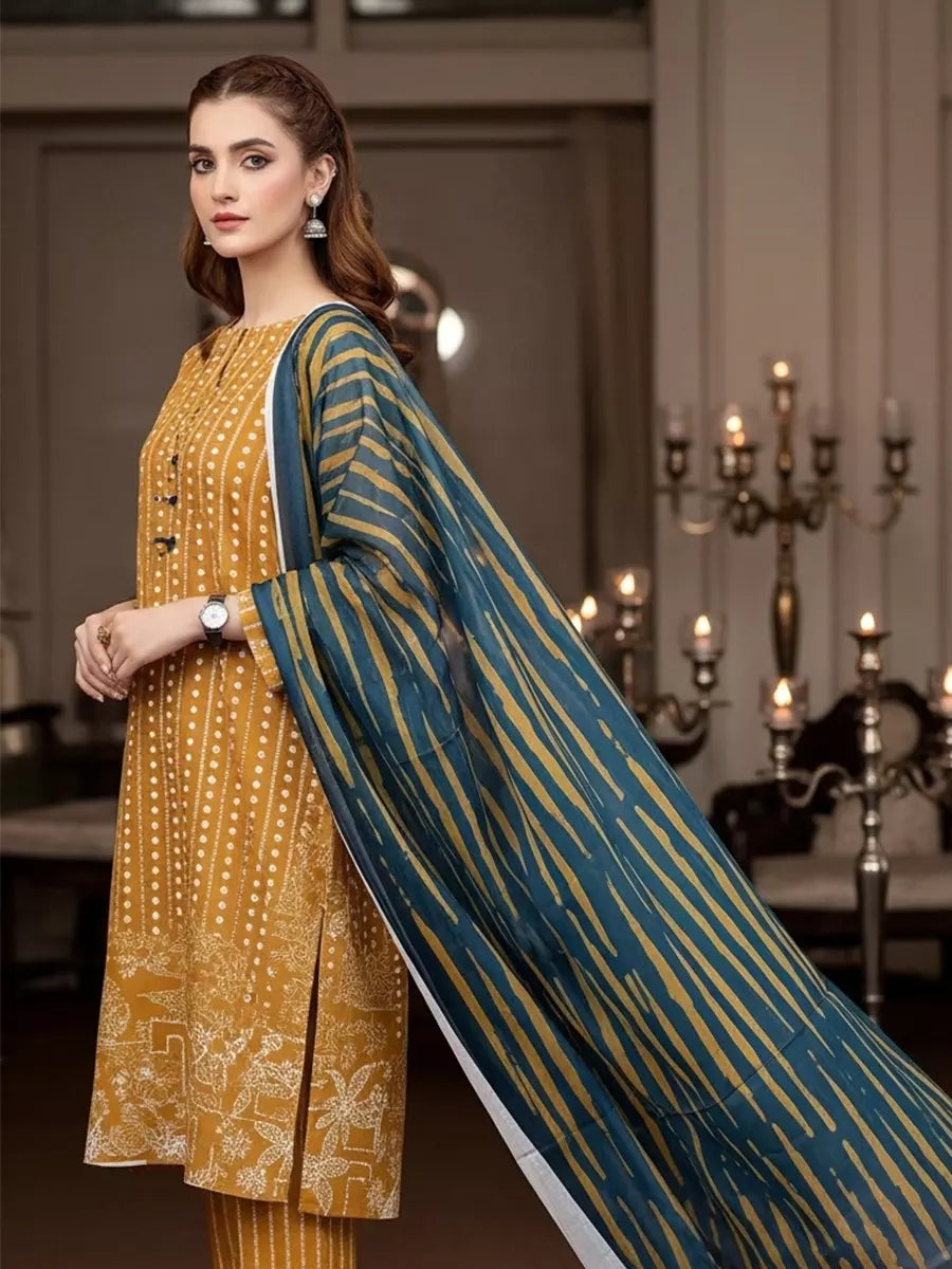 Salitex Unstitched Printed Lawn Silk 3 Piece Suit SUNS7ASI344 - Casual Collection