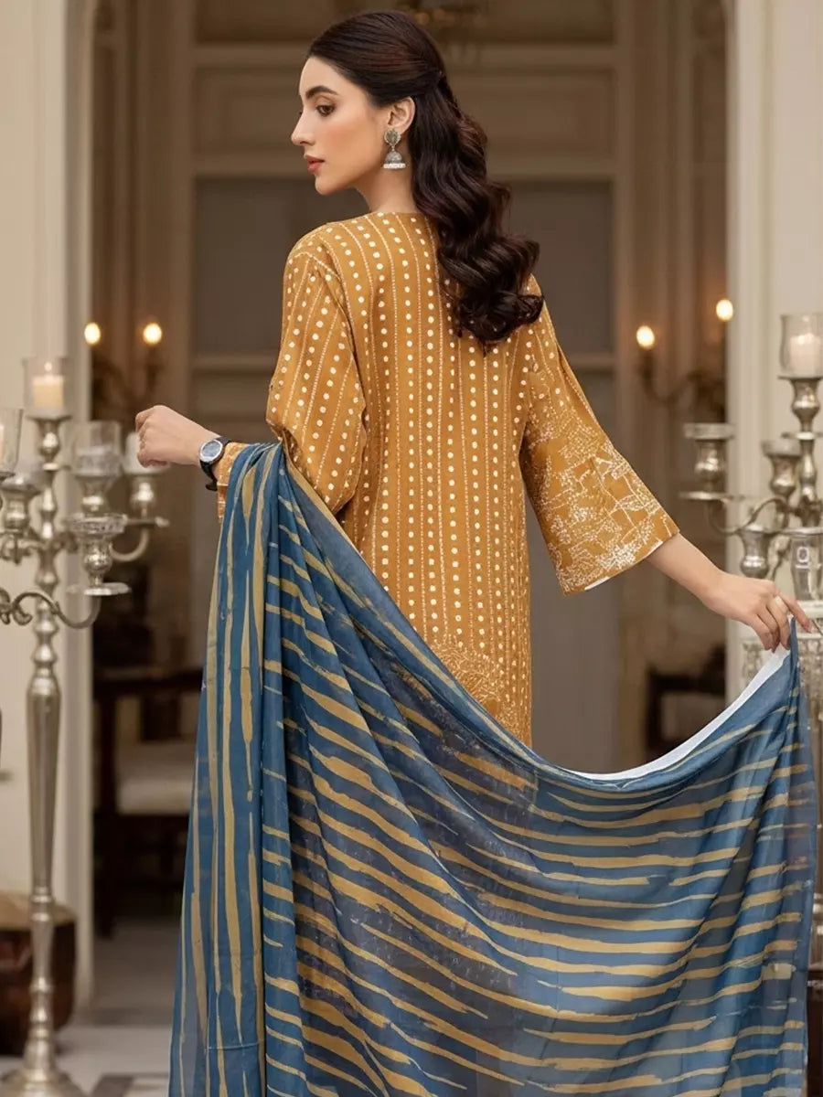 Salitex Unstitched Printed Lawn Silk 3 Piece Suit SUNS7ASI344 - Casual Collection