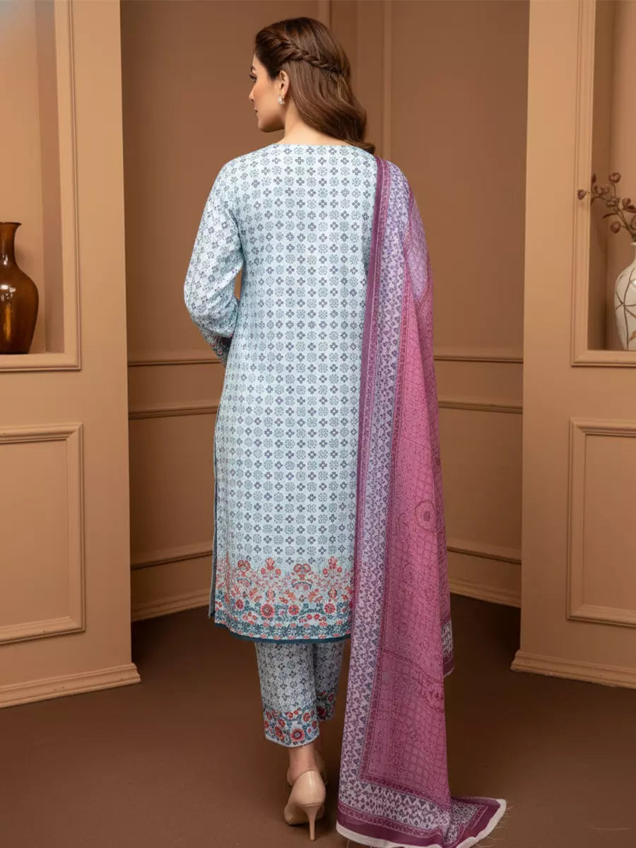 Salitex Unstitched Printed Lawn Silk 3 Piece Suit SUNS7ASI343 - Casual Collection