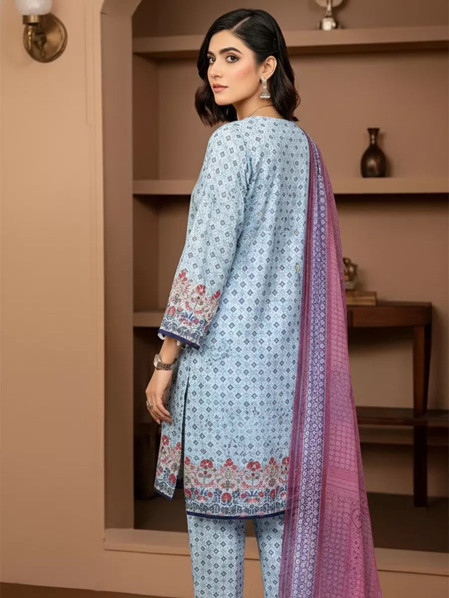 Salitex Unstitched Printed Lawn Silk 3 Piece Suit SUNS7ASI343 - Casual Collection
