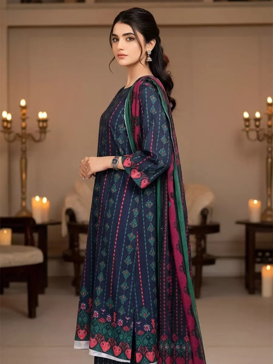 Salitex Unstitched Printed Lawn Silk 3 Piece Suit SUNS7ASI341 - Casual Collection