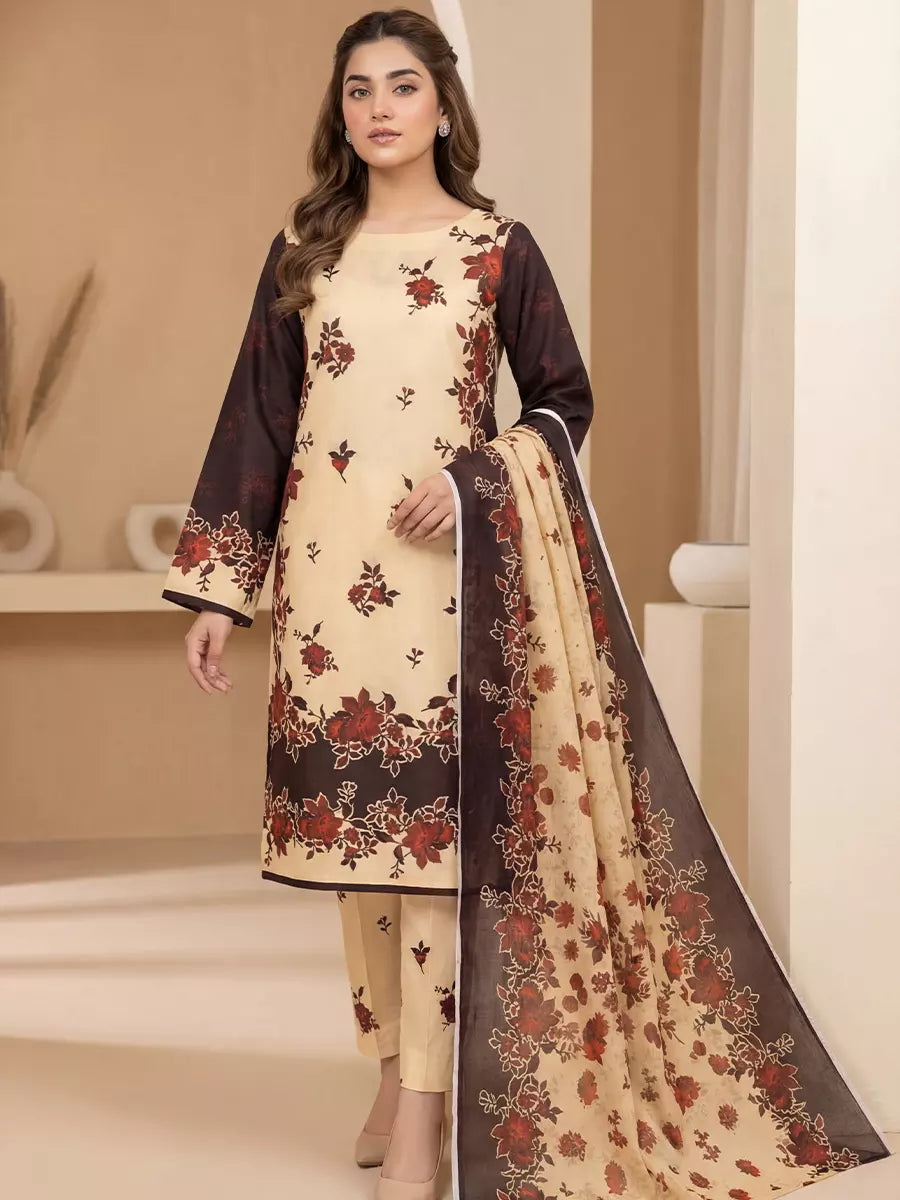 Salitex Unstitched Printed Lawn Silk 3 Piece Suit 3PC Unstitched Printed Silk Lawn Suit (SUNS7ASI340) - Casual Collection
