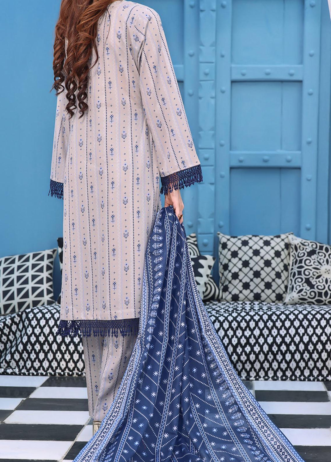 VS Textiles Printed Lawn Suits Unstitched 3 Piece VS24AM D-021 - Summer Collection