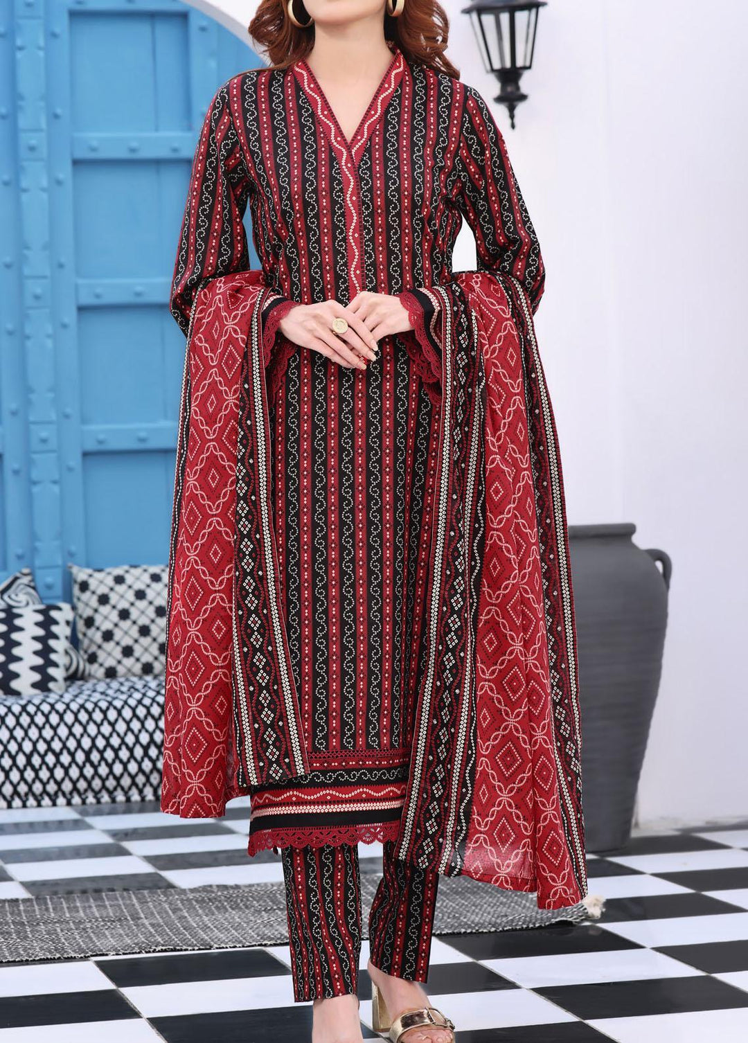 VS Textiles Printed Lawn Suits Unstitched 3 Piece VS24AM D-030 - Summer Collection