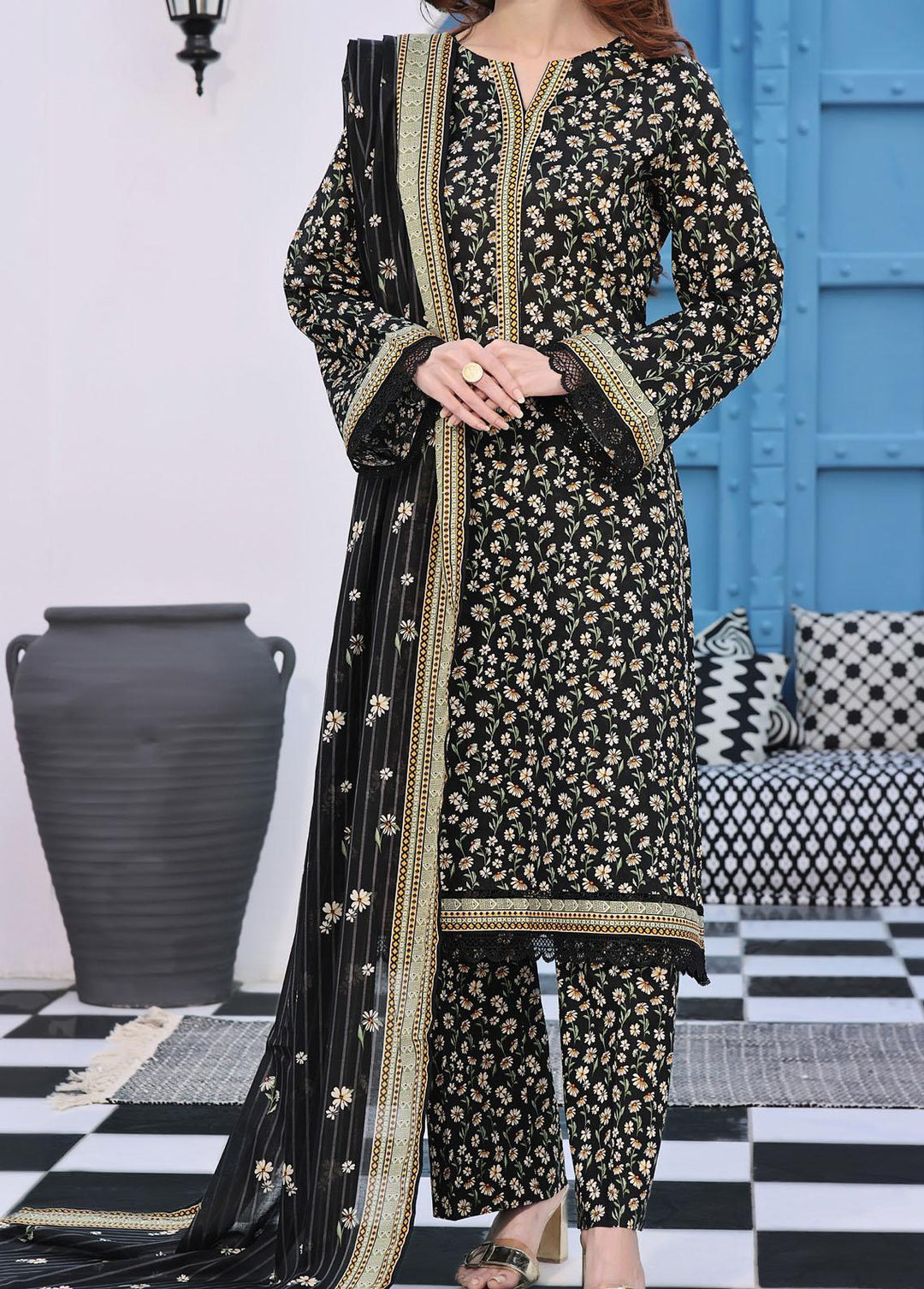 VS Textiles Printed Lawn Suits Unstitched 3 Piece VS24AM D-091 - Summer Collection