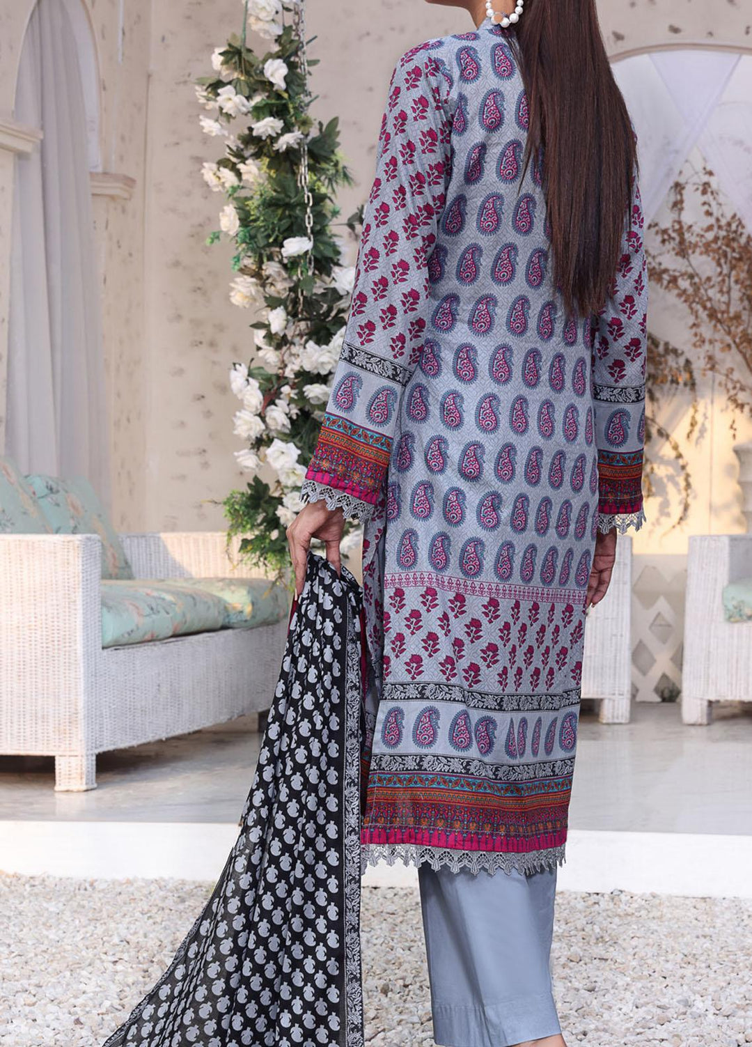 VS Textiles Printed Lawn Suits Unstitched 3 Piece VS23SL D-907 B - Summer Collection