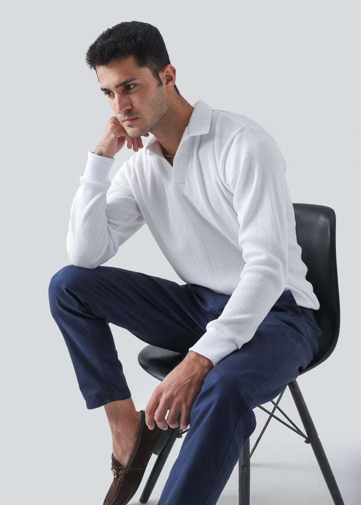 Zenetti Mens RTW Solids Cotton Polo Suit Brilliant White WZ-001 - Casual Collection
