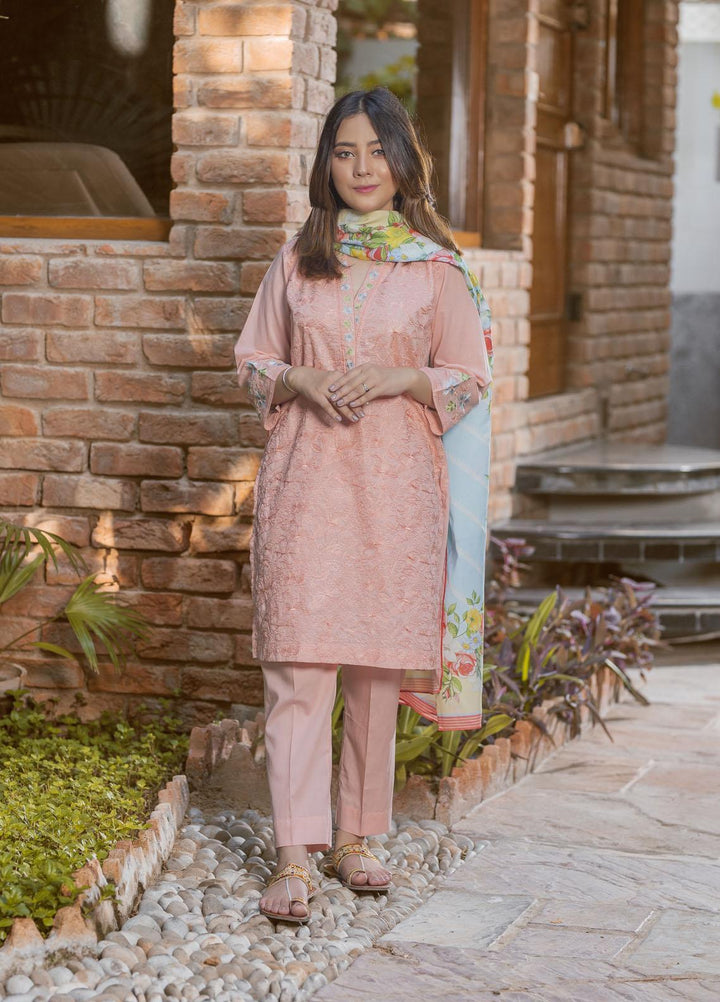 Waniya Cambric Ready to Wear 3 Piece Suit for Girls -  CHAI PINK ZEB-005