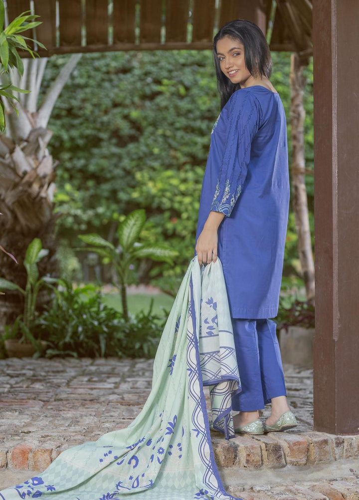 Waniya Cambric Ready to Wear 3 Piece Suit for Girls -  COBALT SKY ZEB-007