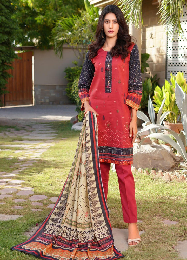 Waniya Lawn Digital Printed 3 Piece for Women -  CHUNRI PK-224