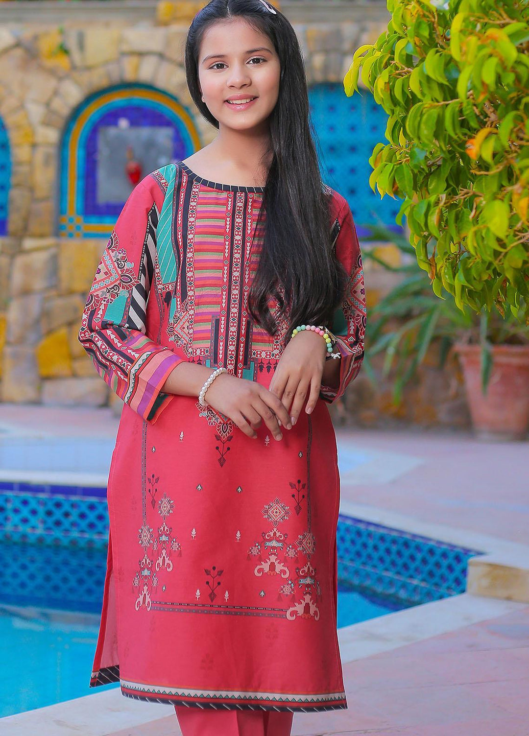 Waniya Cotton Digital Printed 2 Piece Suit for Girls -  WATERMELON SUGAR WKA20-40a