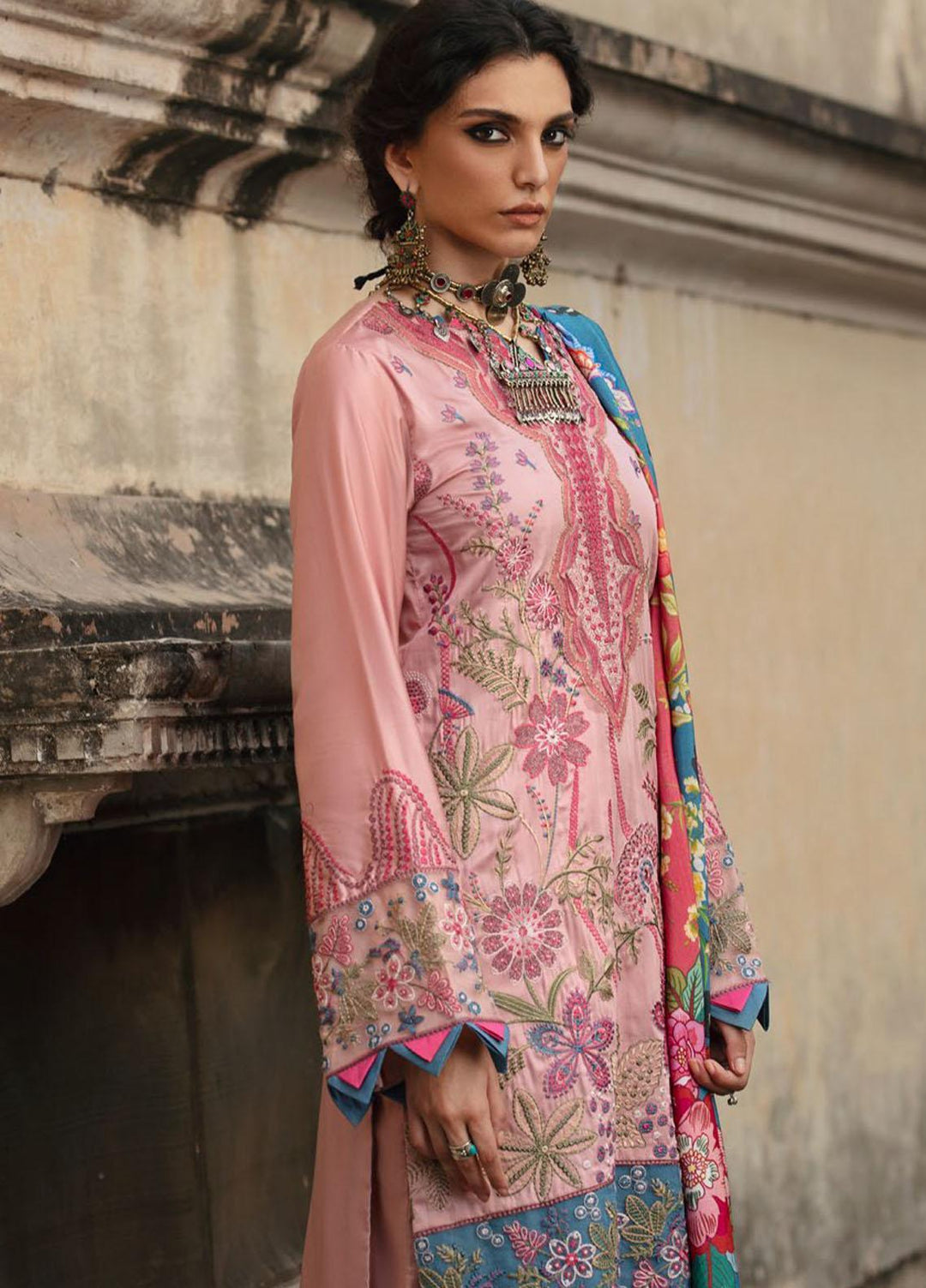 Wasiyat by Motifz Embroidered Cotton Satin Suits Unstitched 3 Piece MT21W MWUA-3022 SABZ BAGH-B - Winter Collection