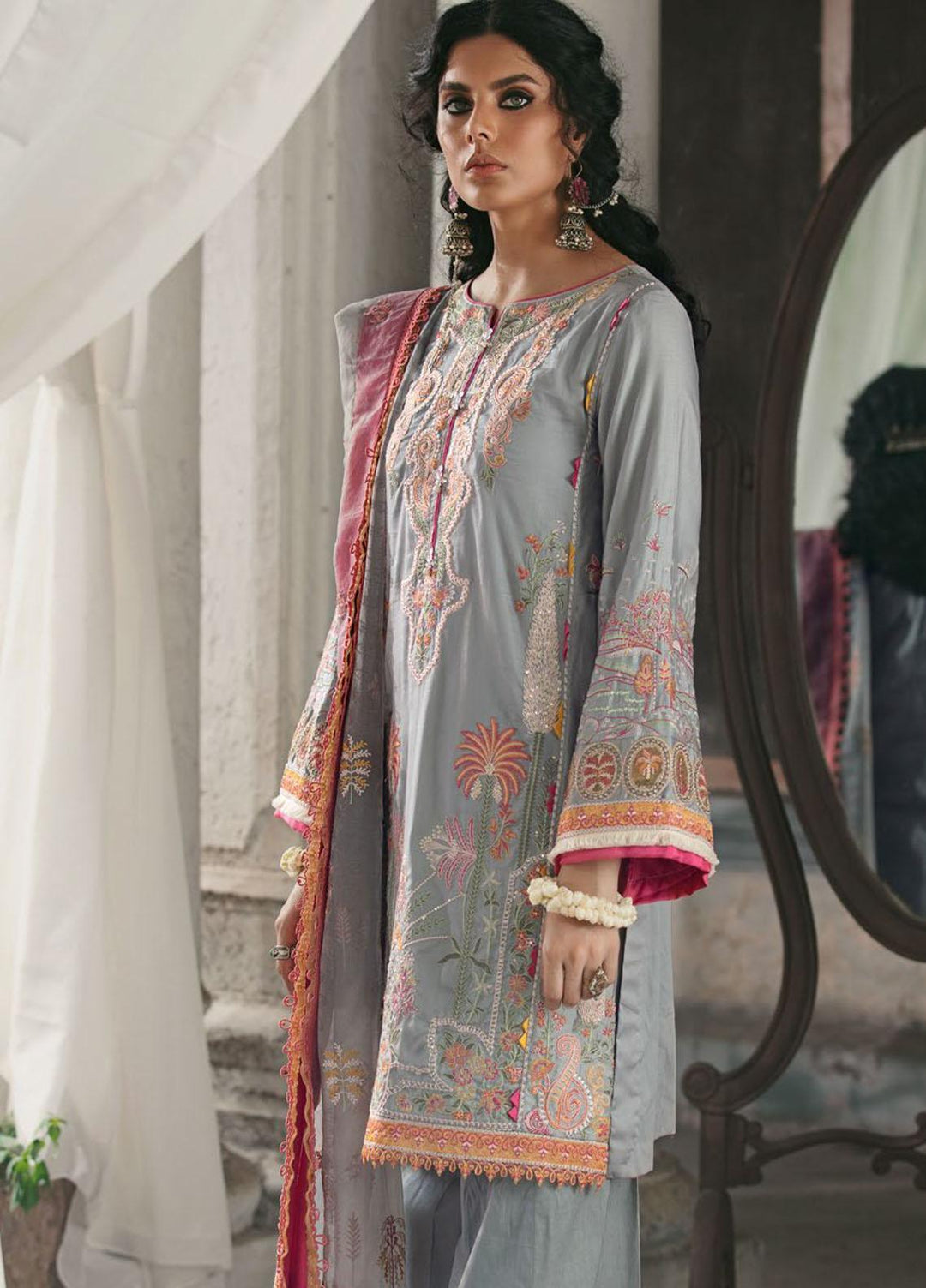 Wasiyat by Motifz Embroidered Cotton Satin Suits Unstitched 3 Piece MT21W MWUA-3023 NAAZ-B - Winter Collection