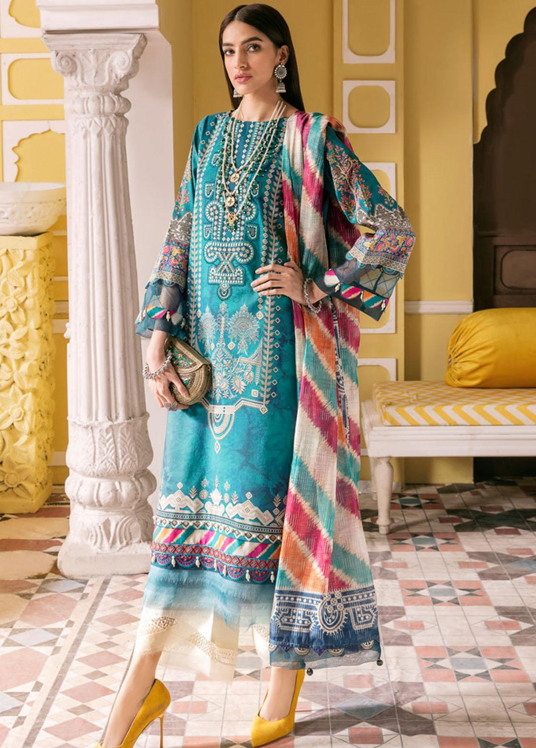 Wasl By Seran Embroidered Lawn Suits Unstitched 3 Piece SRN22W 05 Nayaab - Summer Collection
