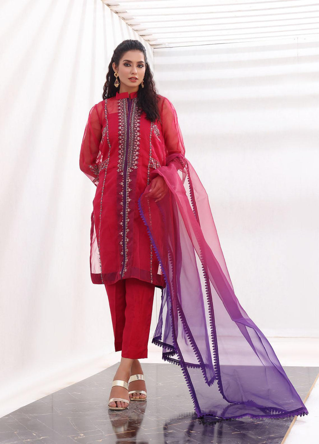 Weaves Pret  Organza 3 Piece Suit WV22AD W-007 GOLNOR