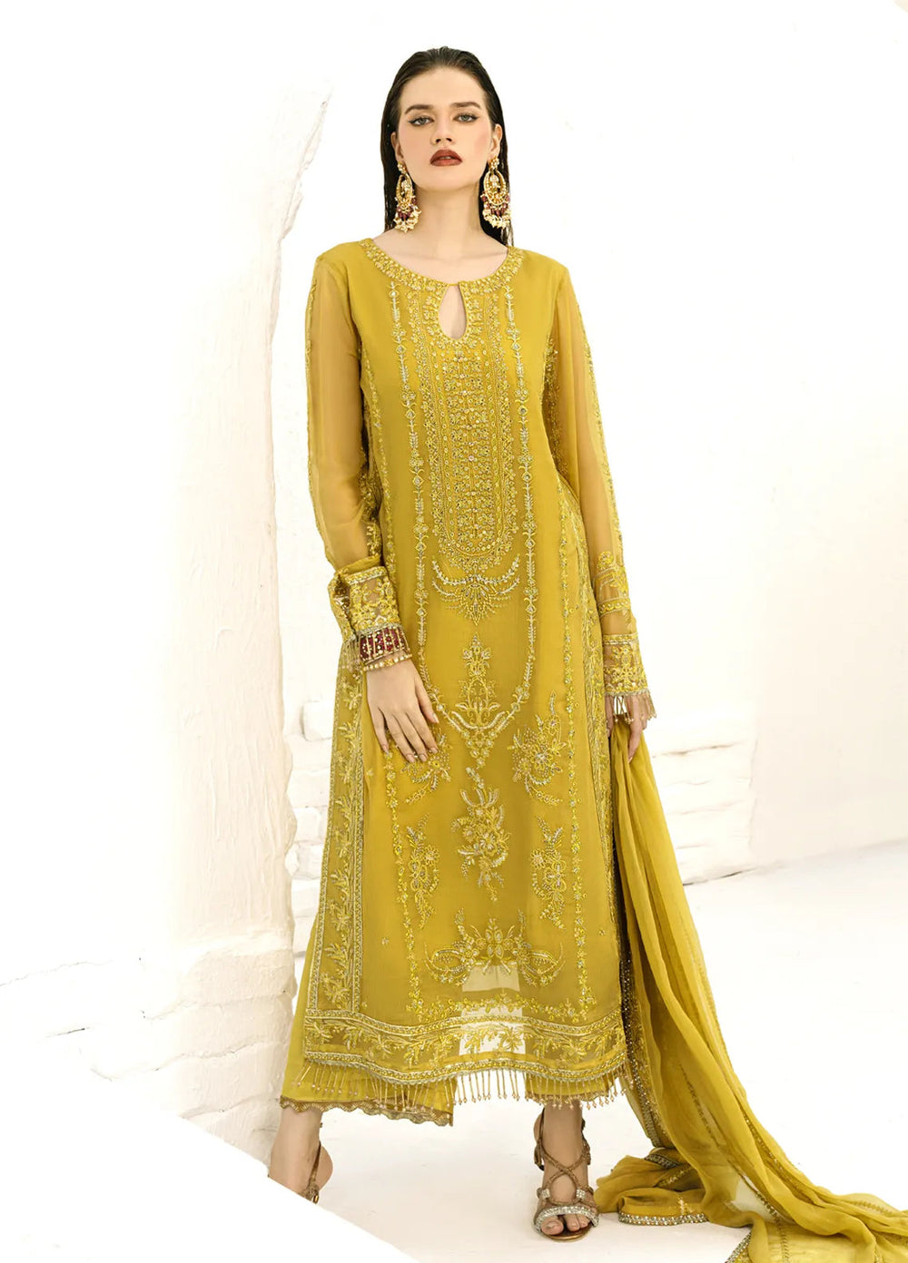 Savoir by Sahane Embroidered Chiffon Suits Unstitched 3 Piece CT-140005 Girasol - Luxury Collection