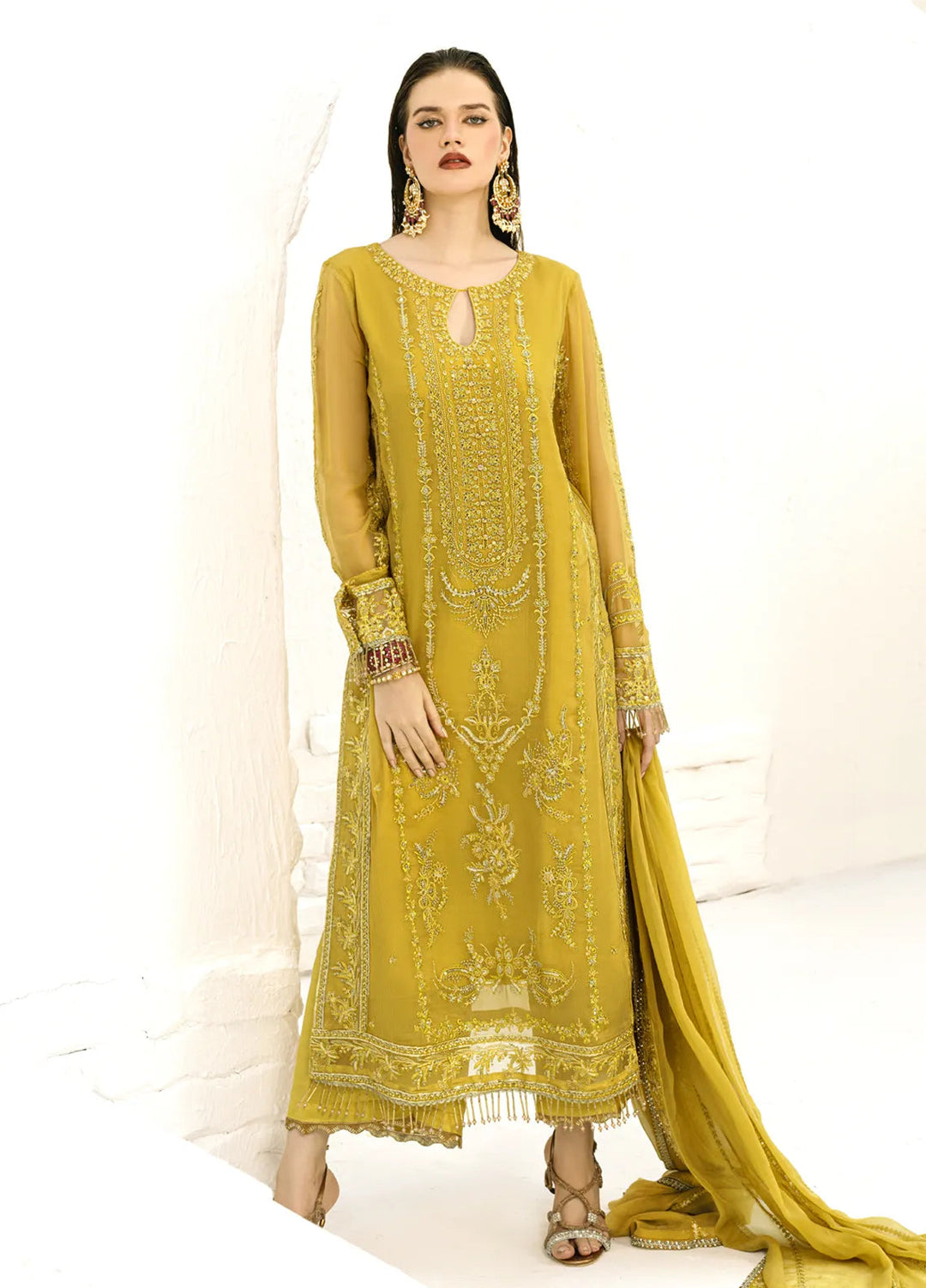 Savoir by Sahane Embroidered Chiffon Suits Unstitched 3 Piece CT-140005 Girasol - Luxury Collection